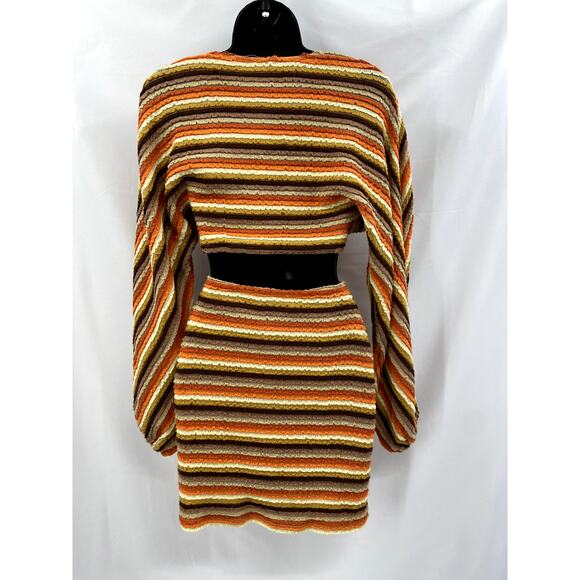 12th  Tribe Striped Cutout Long Sleeve Mini Dress - Picture 3 of 5